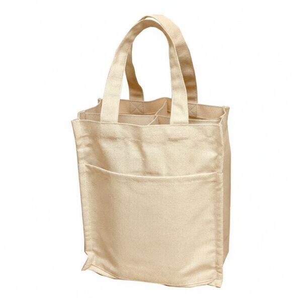 Cotton Canvas 6 Bottle Wine Tote Thumbnail